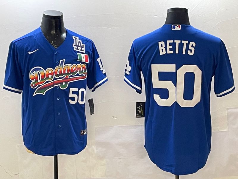 Men Los Angeles Dodgers #50 Betts Blue Fashion 2025 Nike MLB Jersey style 2